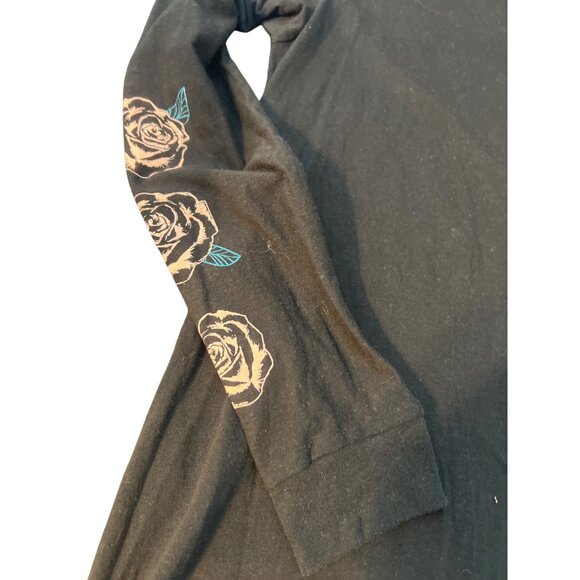 Volcom Long Sleeve Black T-Shirt Tee Rose Graphic Print Arm Design Size Small - Picture 3 of 5